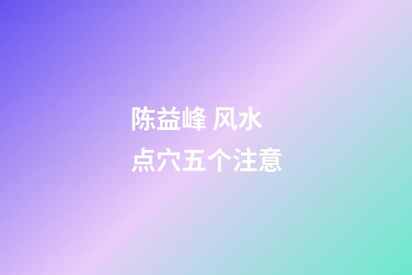 陈益峰 风水点穴五个注意